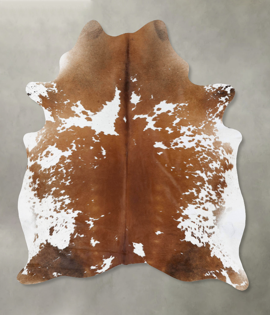 Brown and White X-Large Brazilian Cowhide Rug 7'7"H x 6'1"W #B18797 by Hudson Hides