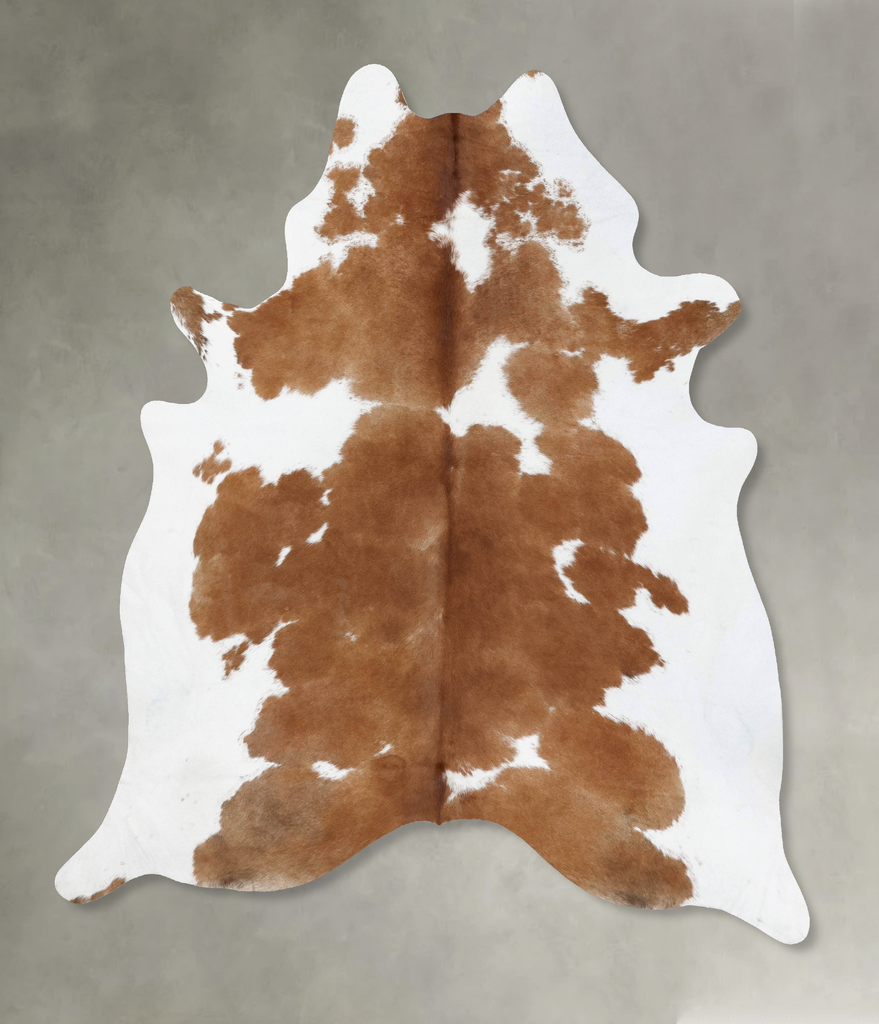 Brown and White XX-Large Brazilian Cowhide Rug 8'1"H x 6'8"W #B18803 by Hudson Hides