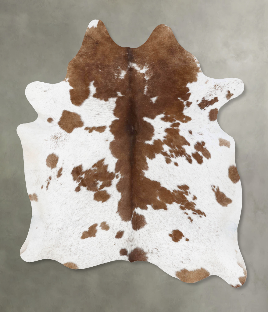Brown and White X-Large Brazilian Cowhide Rug 7'7"H x 6'2"W #B18809 by Hudson Hides