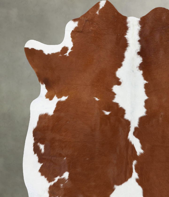 Brown and White X-Large Brazilian Cowhide Rug 7'1"H x 6'6"W #B18818 by Hudson Hides
