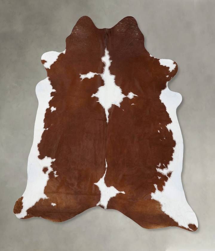 Brown and White XX-Large Brazilian Cowhide Rug 8'0"H x 7'3"W #B18821 by Hudson Hides