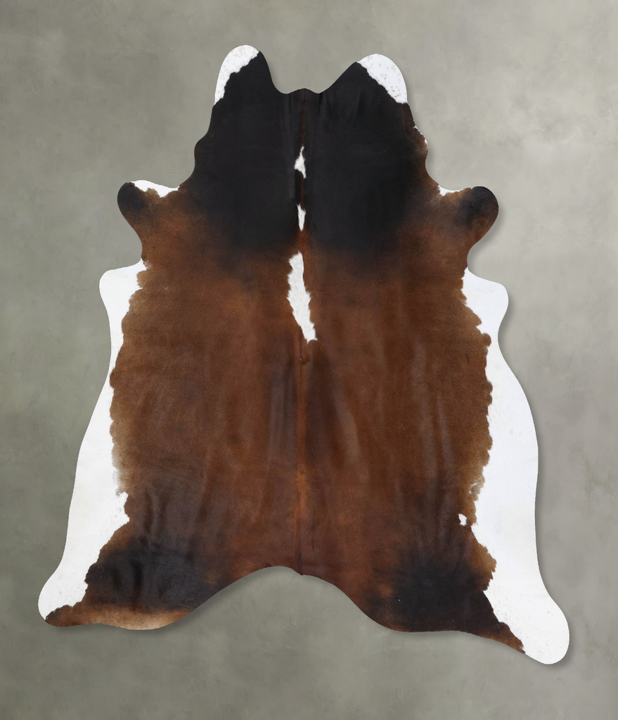 Chocolate and White XX-Large Brazilian Cowhide Rug 7'6"H x 6'11"W #B18823 by Hudson Hides