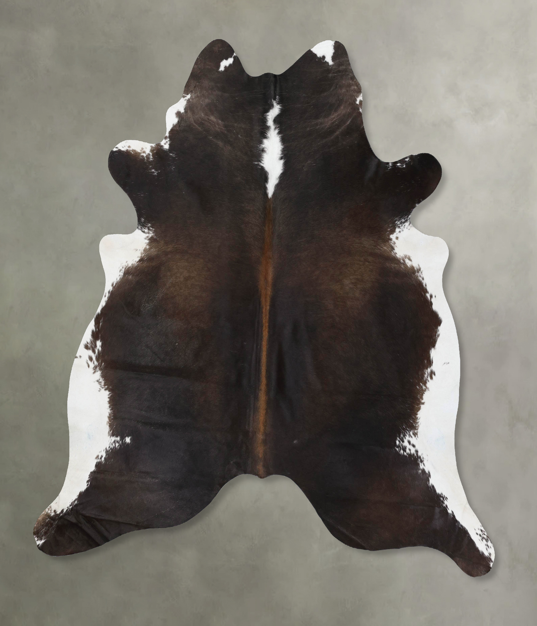 Chocolate and White XX-Large Brazilian Cowhide Rug 7'7"H x 7'2"W #B188