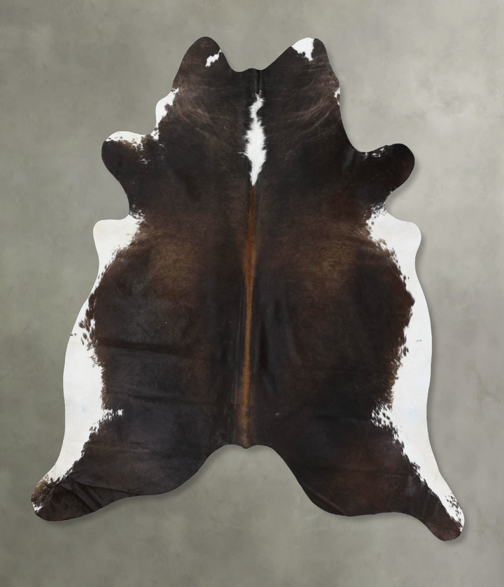 Chocolate and White XX-Large Brazilian Cowhide Rug 7'7"H x 7'2"W #B18826 by Hudson Hides
