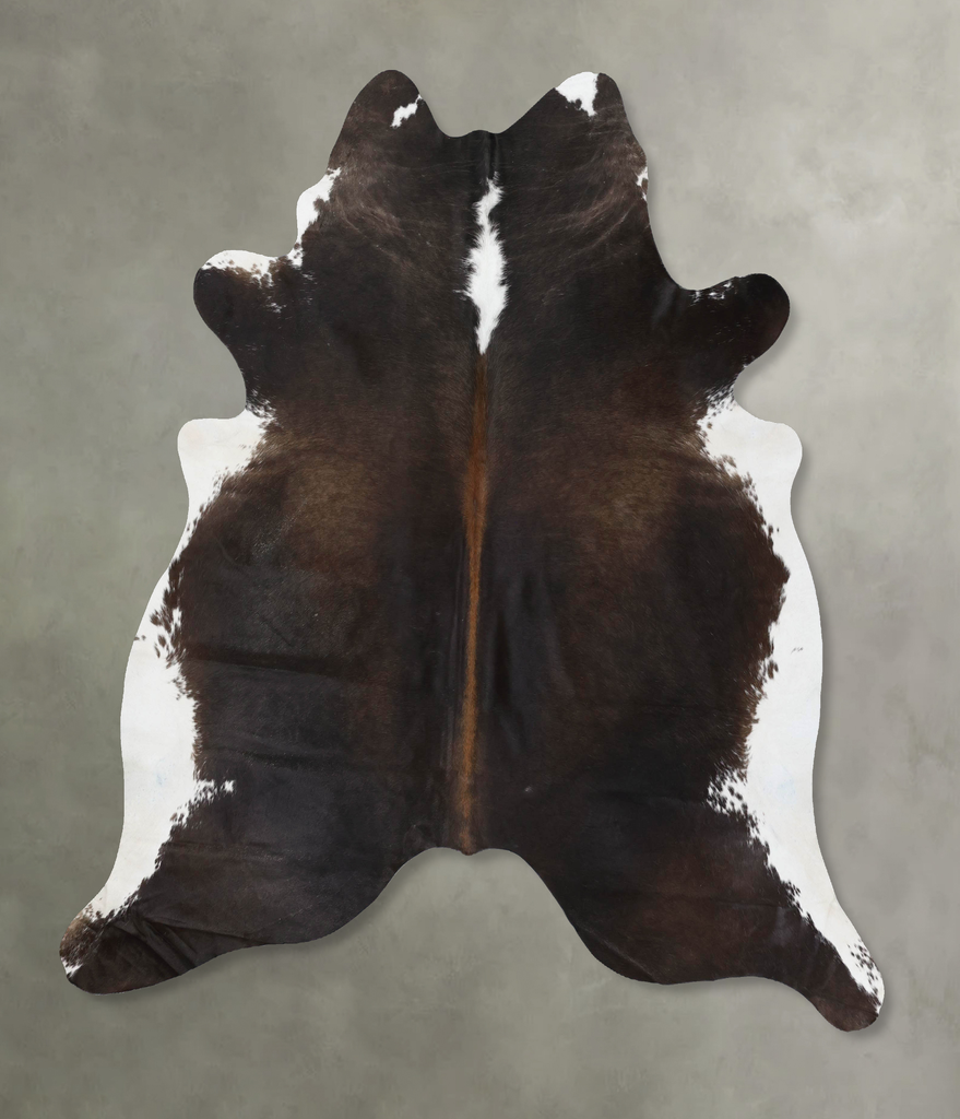 Chocolate and White XX-Large Brazilian Cowhide Rug 7'7"H x 7'2"W #B18826 by Hudson Hides