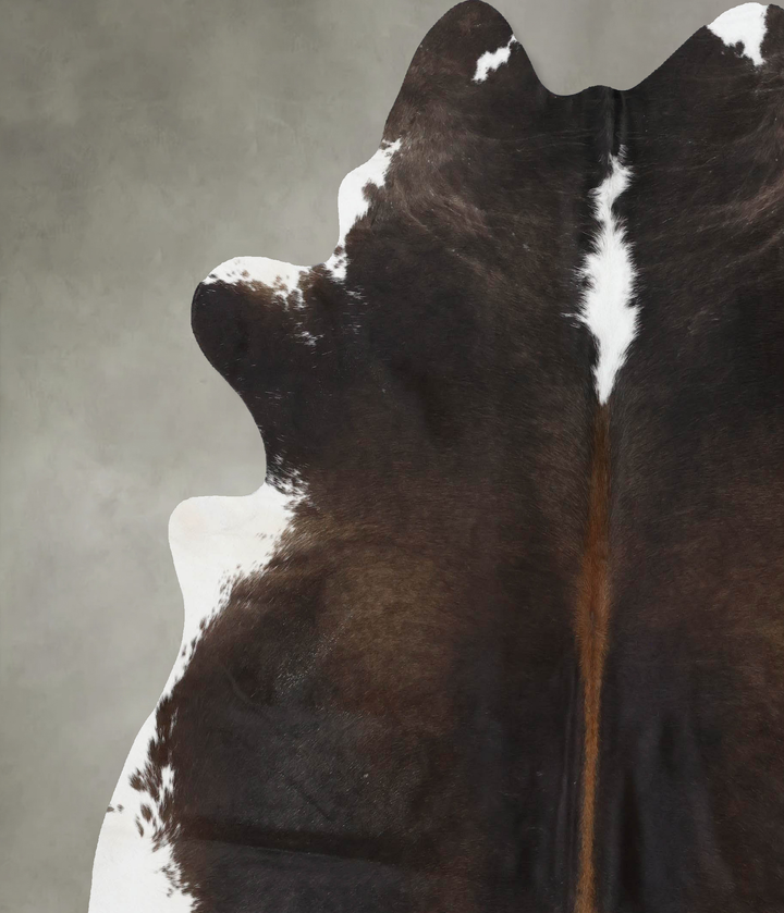 Chocolate and White XX-Large Brazilian Cowhide Rug 7'7"H x 7'2"W #B18826 by Hudson Hides