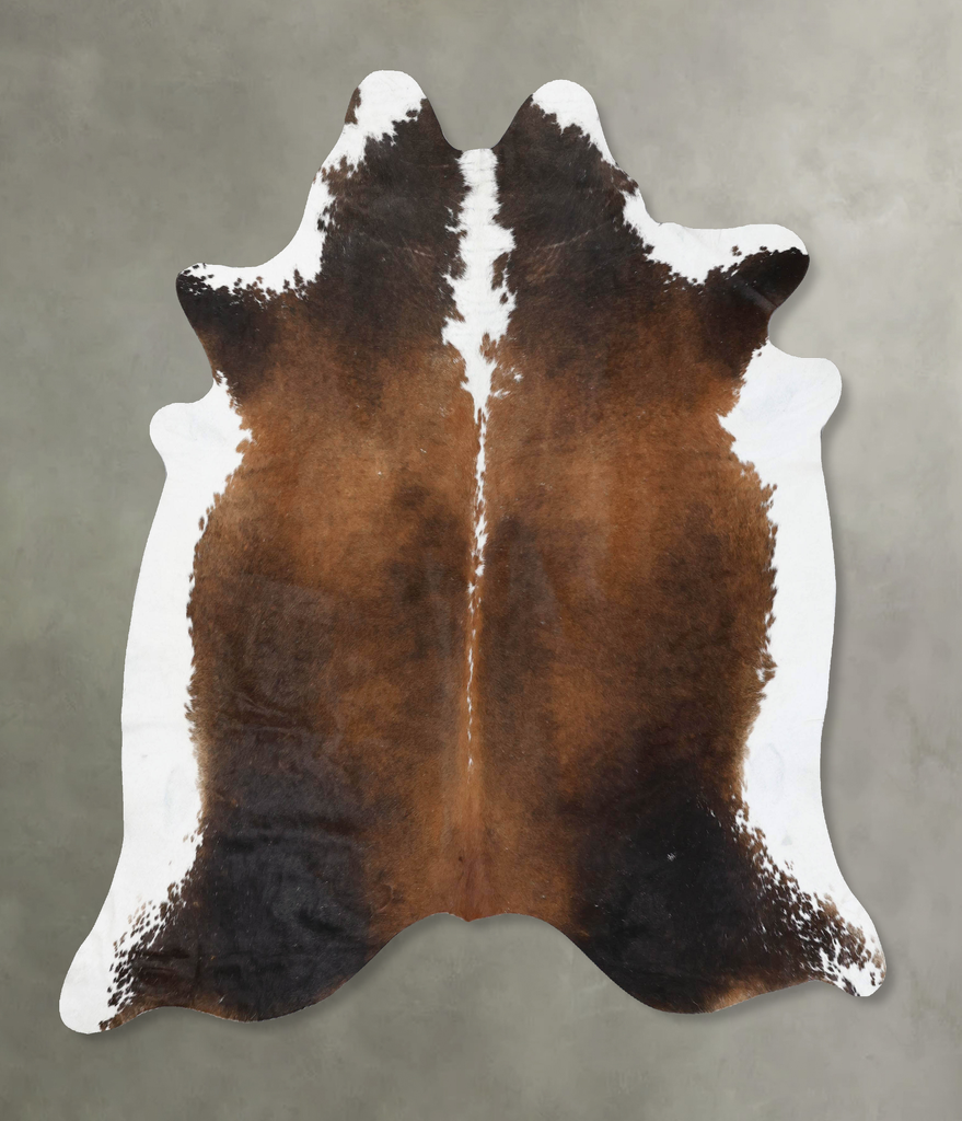 Chocolate and White X-Large Brazilian Cowhide Rug 7'0"H x 6'10"W #B18829 by Hudson Hides