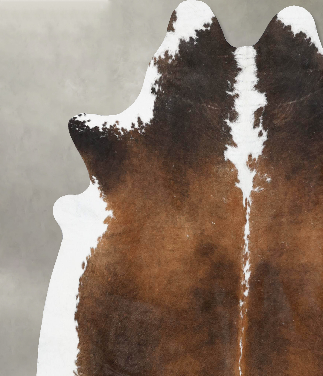 Chocolate and White X-Large Brazilian Cowhide Rug 7'0"H x 6'10"W #B188