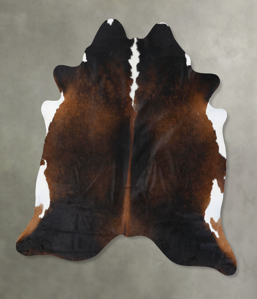 Chocolate and White X-Large Brazilian Cowhide Rug 6'11"H x 6'10"W #B18834 by Hudson Hides