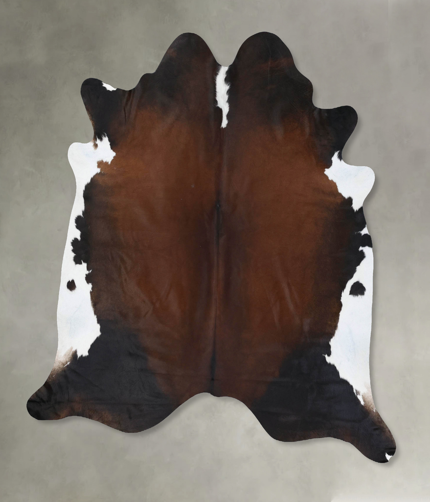 Chocolate and White X-Large Brazilian Cowhide Rug 7'4"H x 6'7"W #B18835 by Hudson Hides
