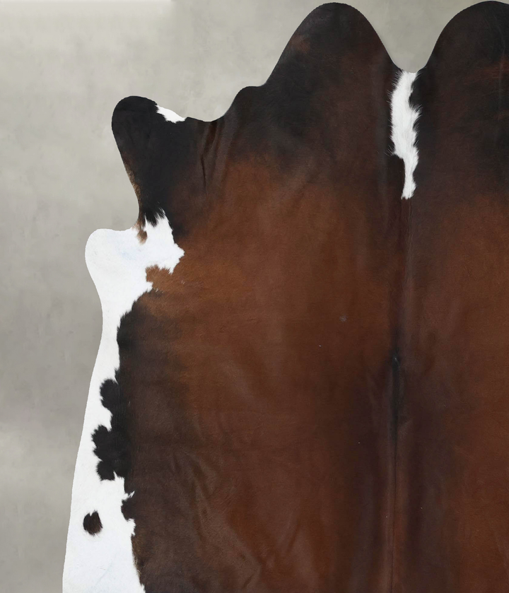 Chocolate and White X-Large Brazilian Cowhide Rug 7'4"H x 6'7"W #B18835 by Hudson Hides