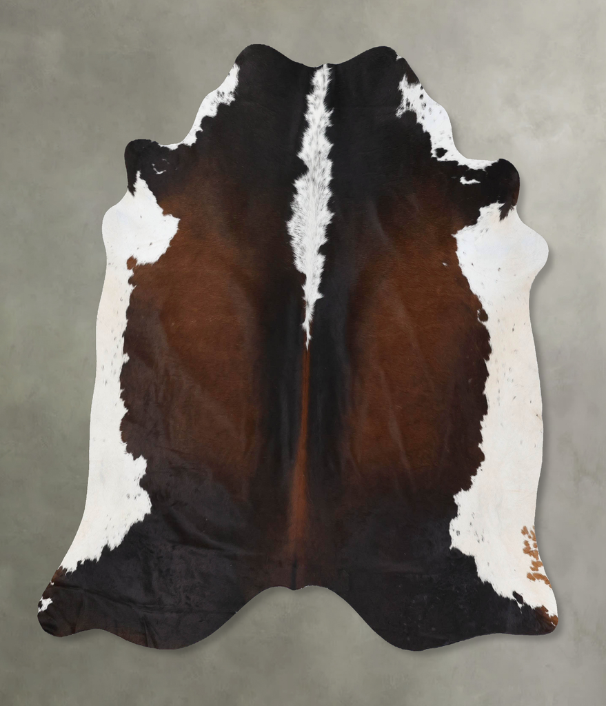 Chocolate and White X-Large Brazilian Cowhide Rug 6'4"H x 6'5"W #B18837 by Hudson Hides