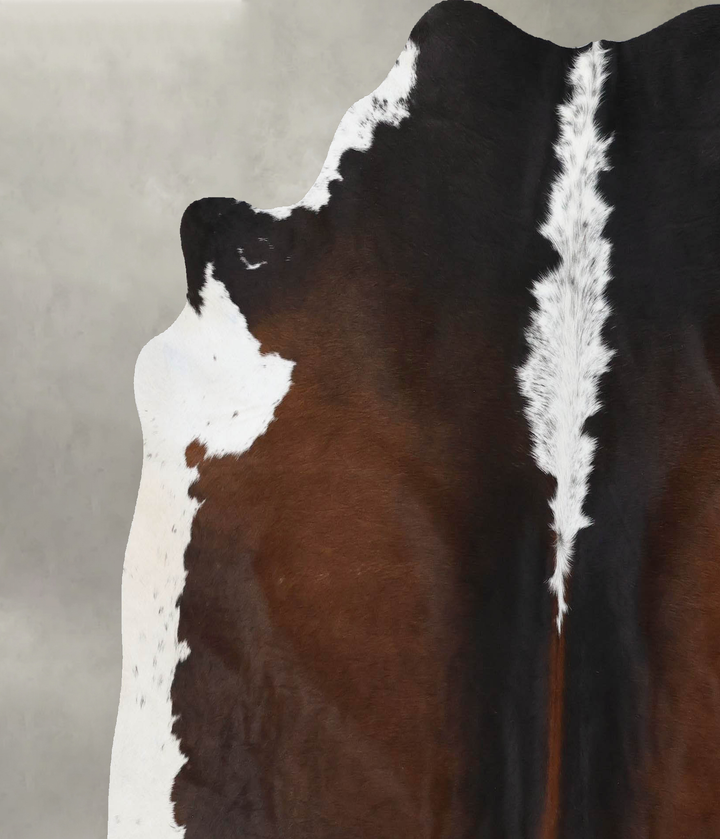 Chocolate and White X-Large Brazilian Cowhide Rug 6'4"H x 6'5"W #B18837 by Hudson Hides