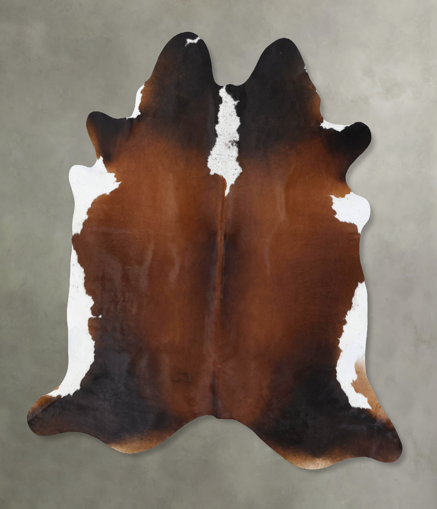 Chocolate and White X-Large Brazilian Cowhide Rug 7'1"H x 6'6"W #B18838 by Hudson Hides