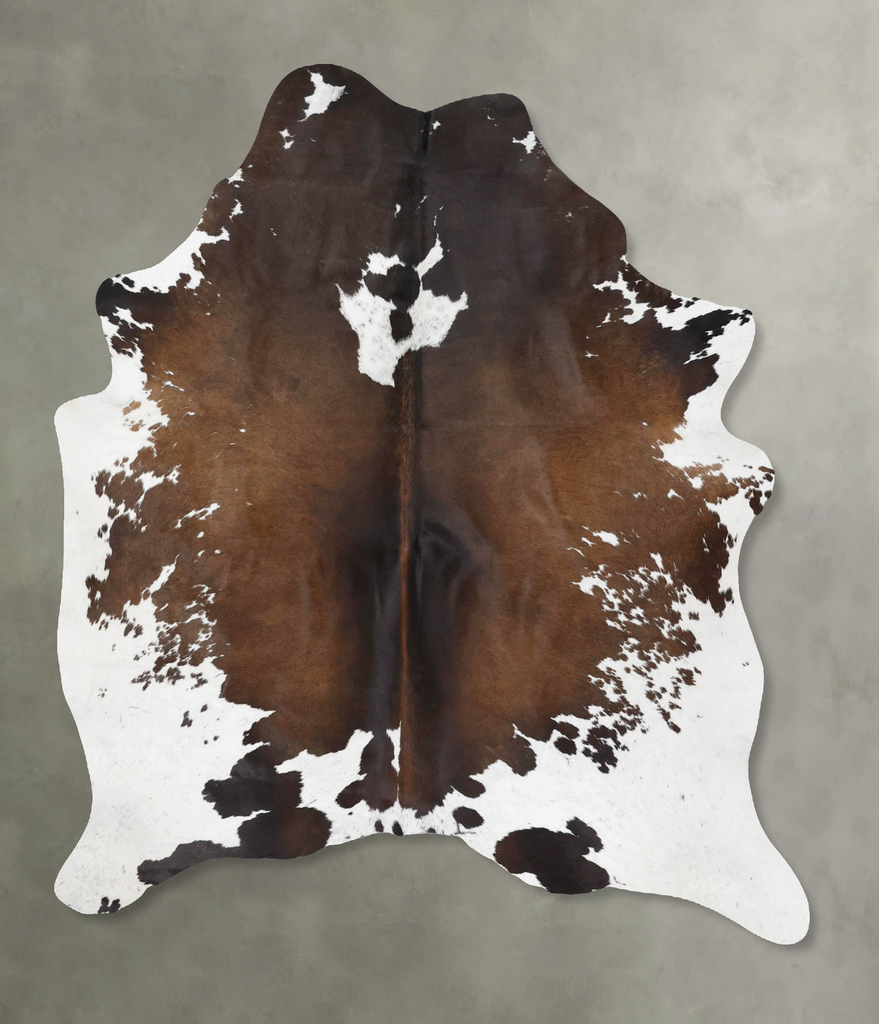 Chocolate and White Large Brazilian Cowhide Rug 6'8"H x 5'5"W #B18839 by Hudson Hides