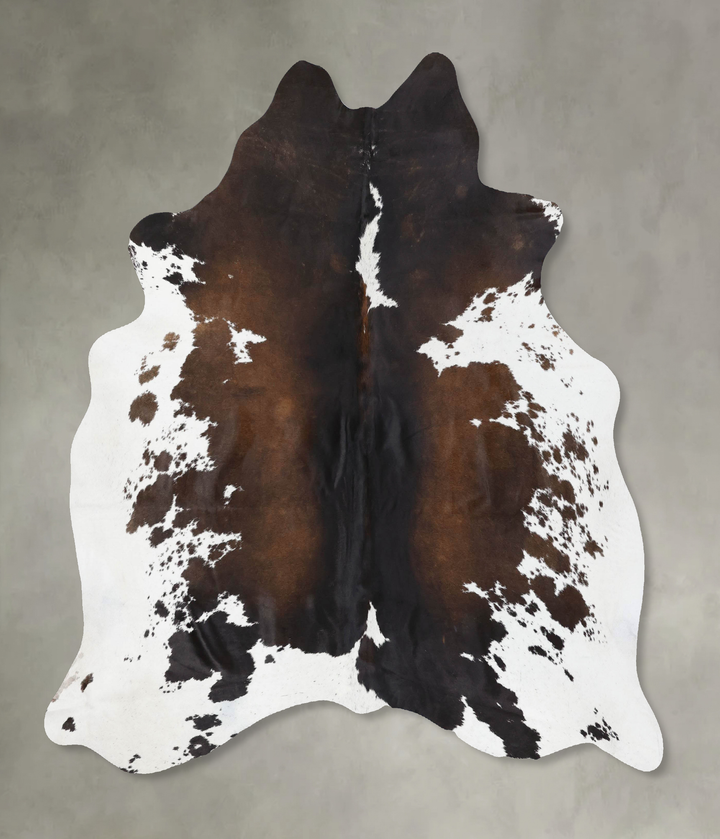 Chocolate and White X-Large Brazilian Cowhide Rug 6'8"H x 6'3"W #B18840 by Hudson Hides