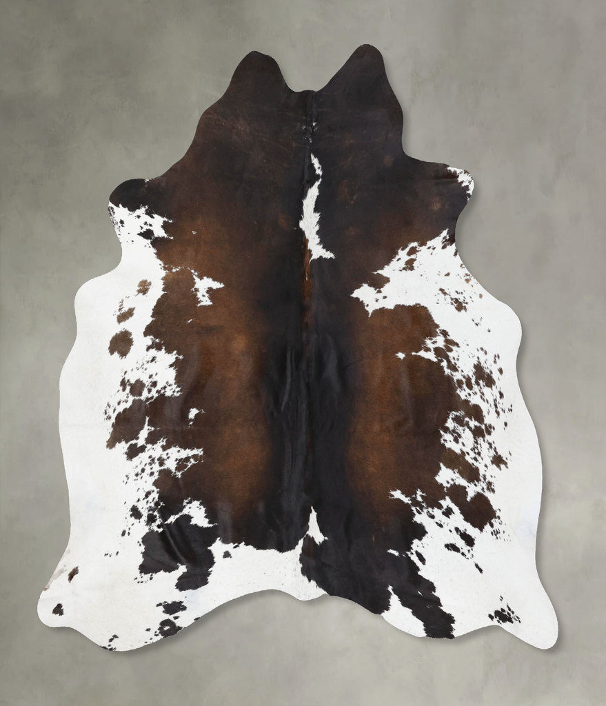 Chocolate and White X-Large Brazilian Cowhide Rug 6'8"H x 6'3"W #B18840 by Hudson Hides