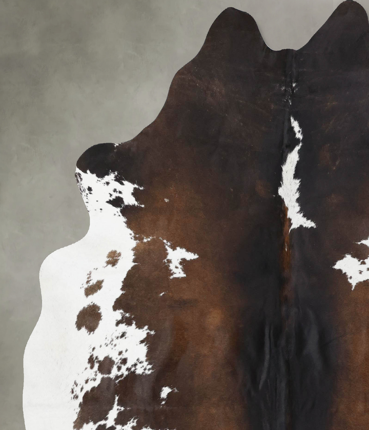 Chocolate and White X-Large Brazilian Cowhide Rug 6'8"H x 6'3"W #B18840 by Hudson Hides