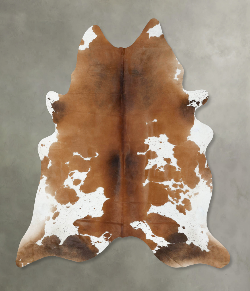 Brown and White XX-Large Brazilian Cowhide Rug 8'2"H x 6'11"W #B18842 by Hudson Hides