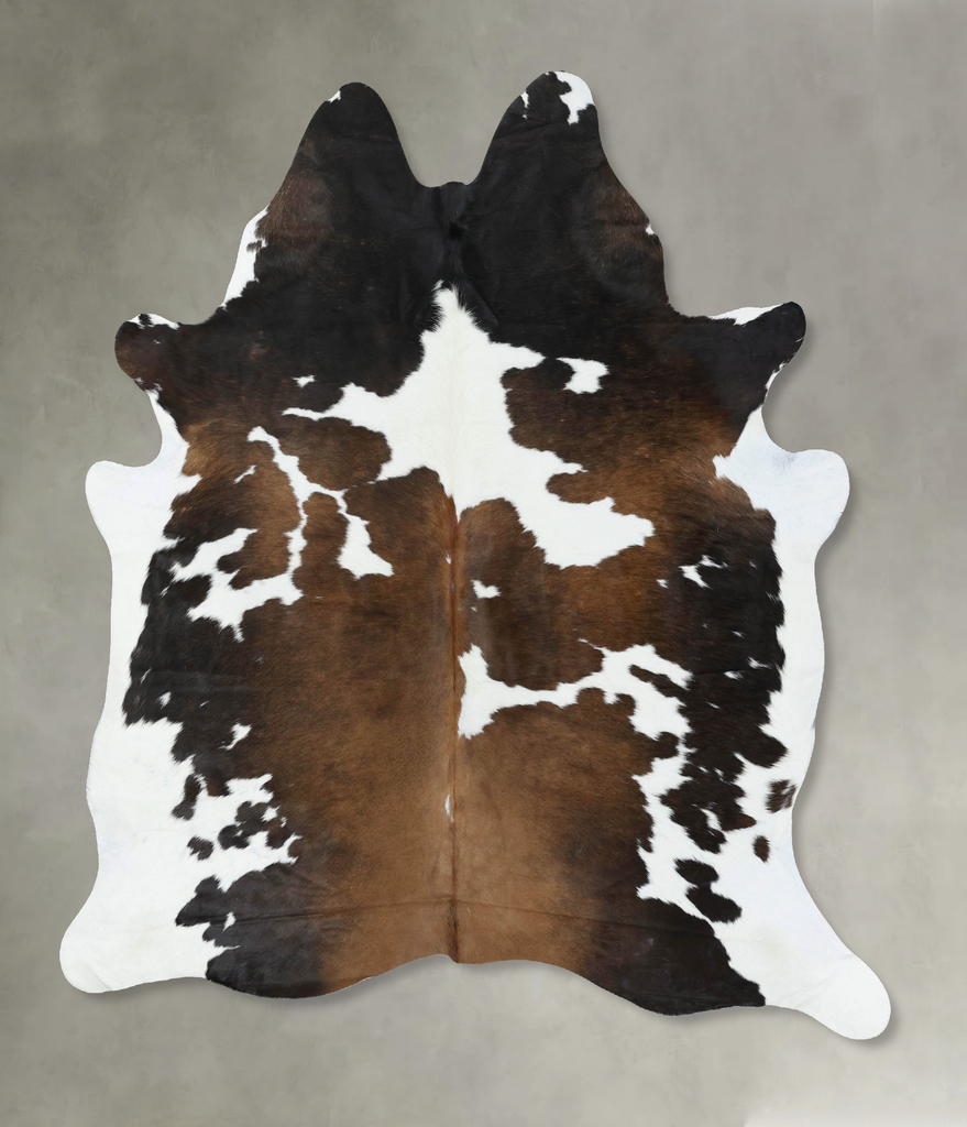 Chocolate and White X-Large Brazilian Cowhide Rug 7'2"H x 5'11"W #B18852 by Hudson Hides