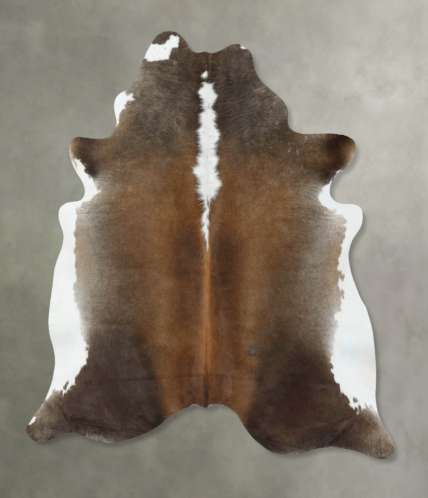 Chocolate and White X-Large Brazilian Cowhide Rug 6'8"H x 6'5"W #B18853 by Hudson Hides