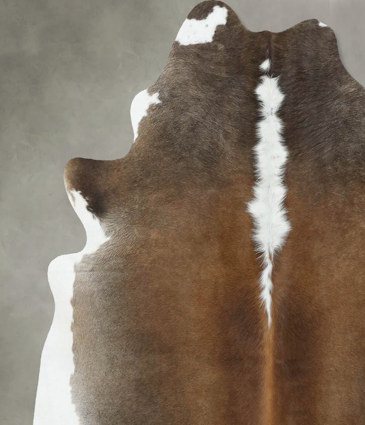 Chocolate and White X-Large Brazilian Cowhide Rug 6'8"H x 6'5"W #B18853 by Hudson Hides