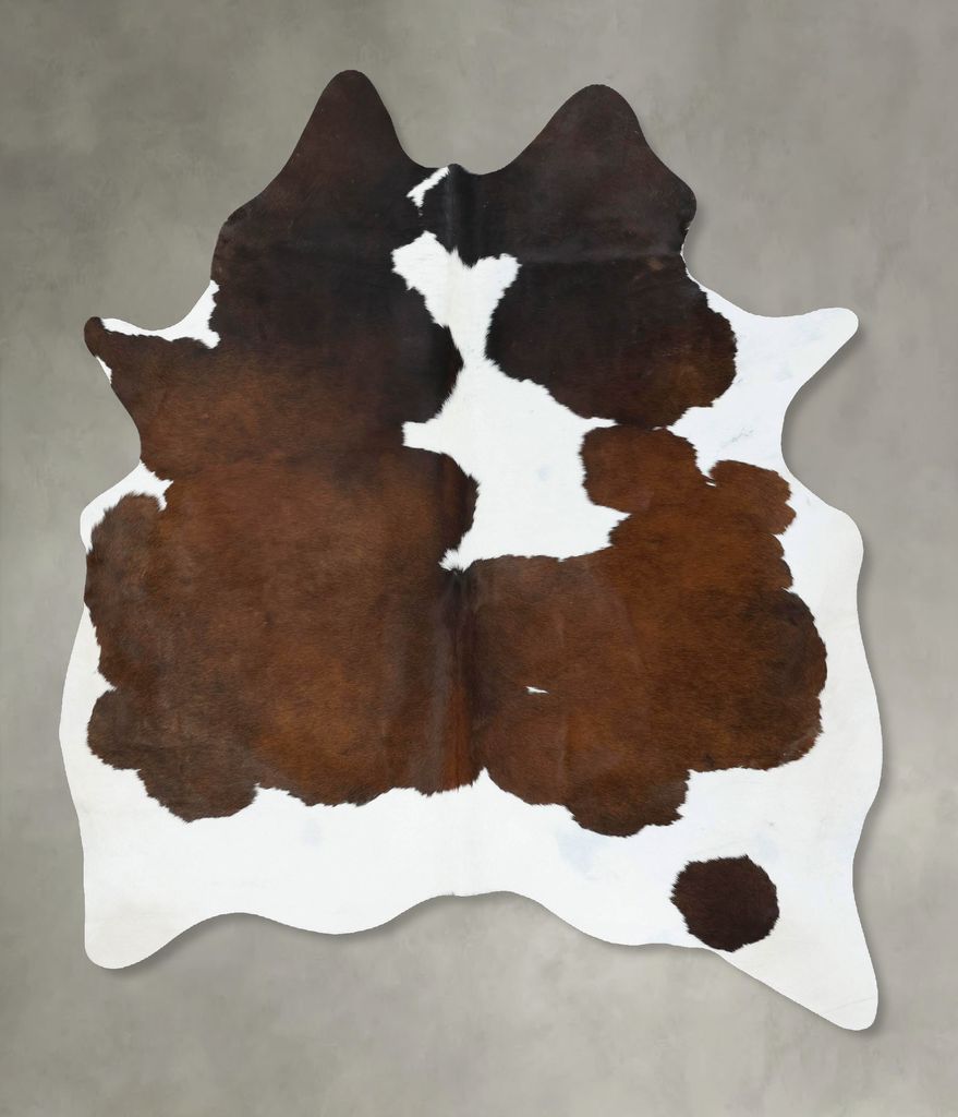 Chocolate and White X-Large Brazilian Cowhide Rug 7'2"H x 5'9"W #B18854 by Hudson Hides