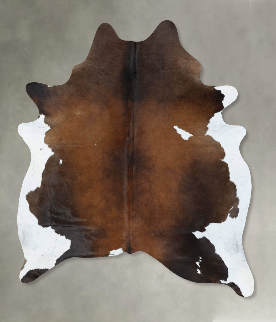 Chocolate and White X-Large Brazilian Cowhide Rug 7'6"H x 5'11"W #B18855 by Hudson Hides