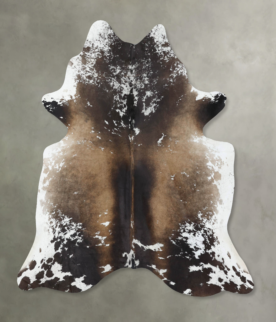 Chocolate and White X-Large Brazilian Cowhide Rug 7'0"H x 6'5"W #B18858 by Hudson Hides