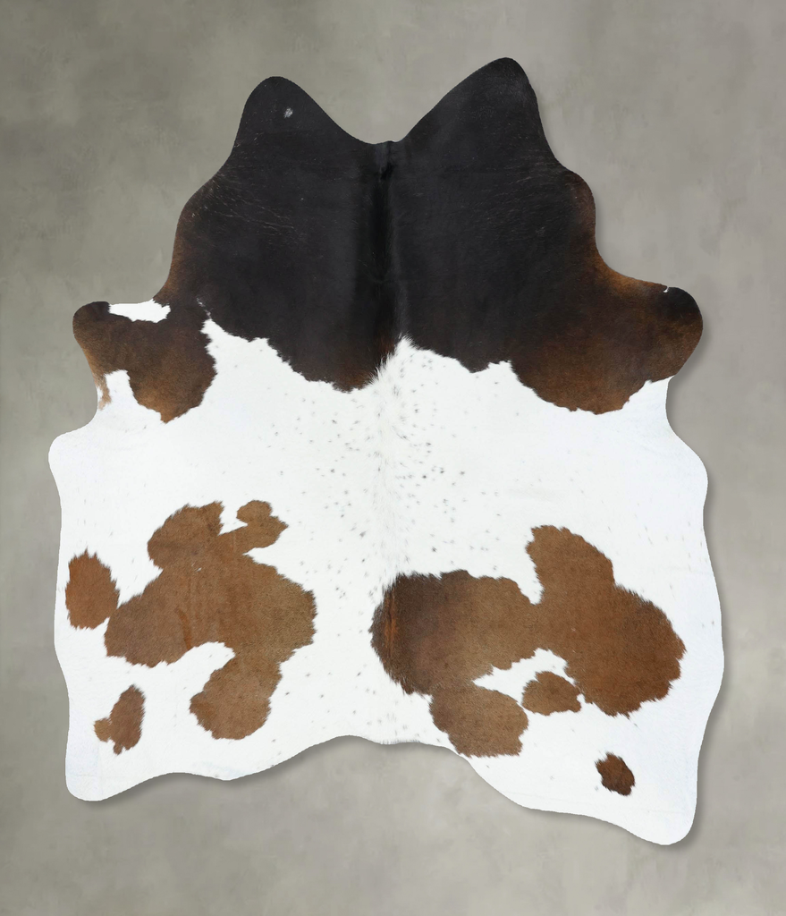 Chocolate and White Large Brazilian Cowhide Rug 6'1"H x 5'2"W #B18859 by Hudson Hides