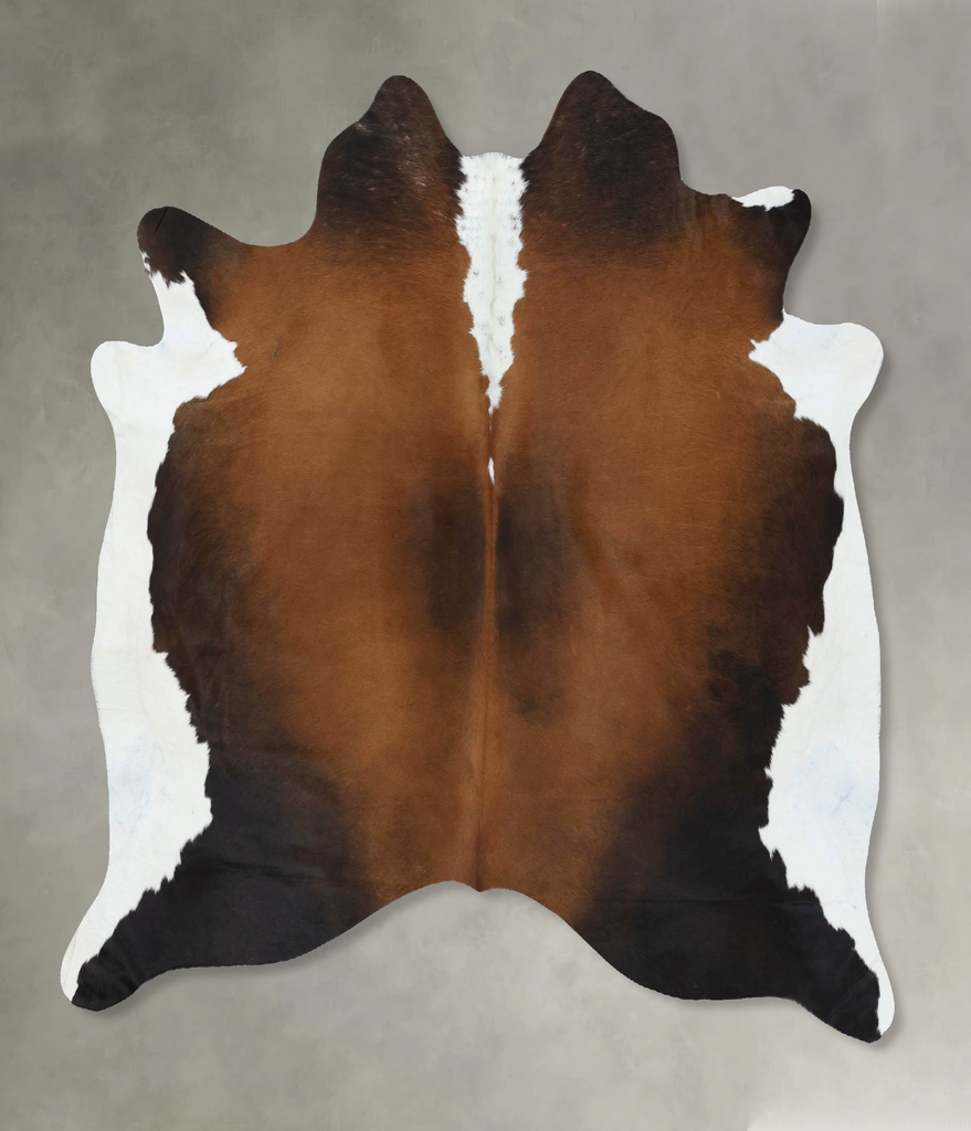 Chocolate and White Large Brazilian Cowhide Rug 6'3"H x 5'11"W #B18862 by Hudson Hides