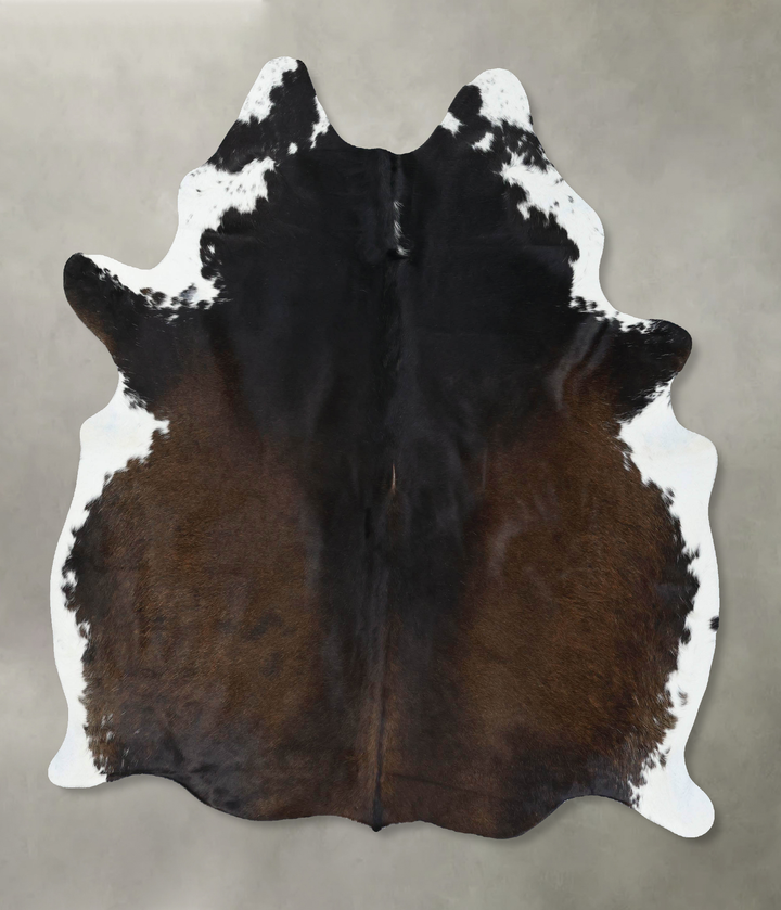 Chocolate and White Large Brazilian Cowhide Rug 6'6"H x 5'8"W #B18867 by Hudson Hides