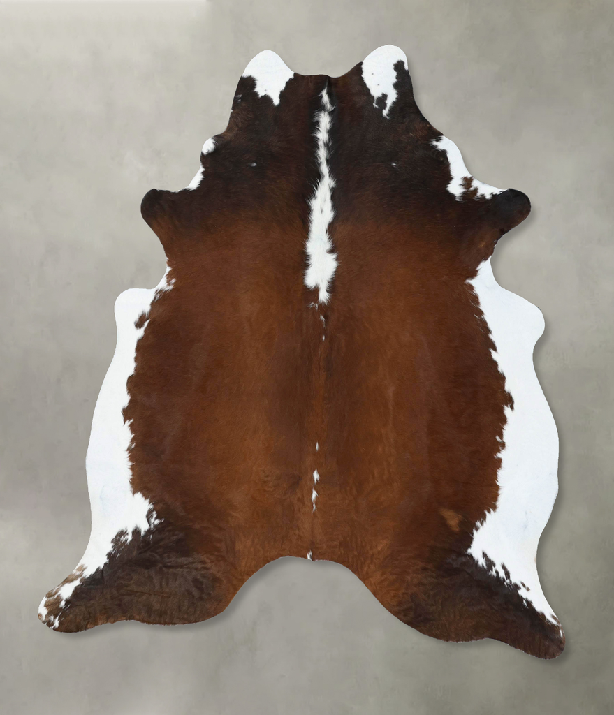 Chocolate and White X-Large Brazilian Cowhide Rug 7'2"H x 6'1"W #B18868 by Hudson Hides