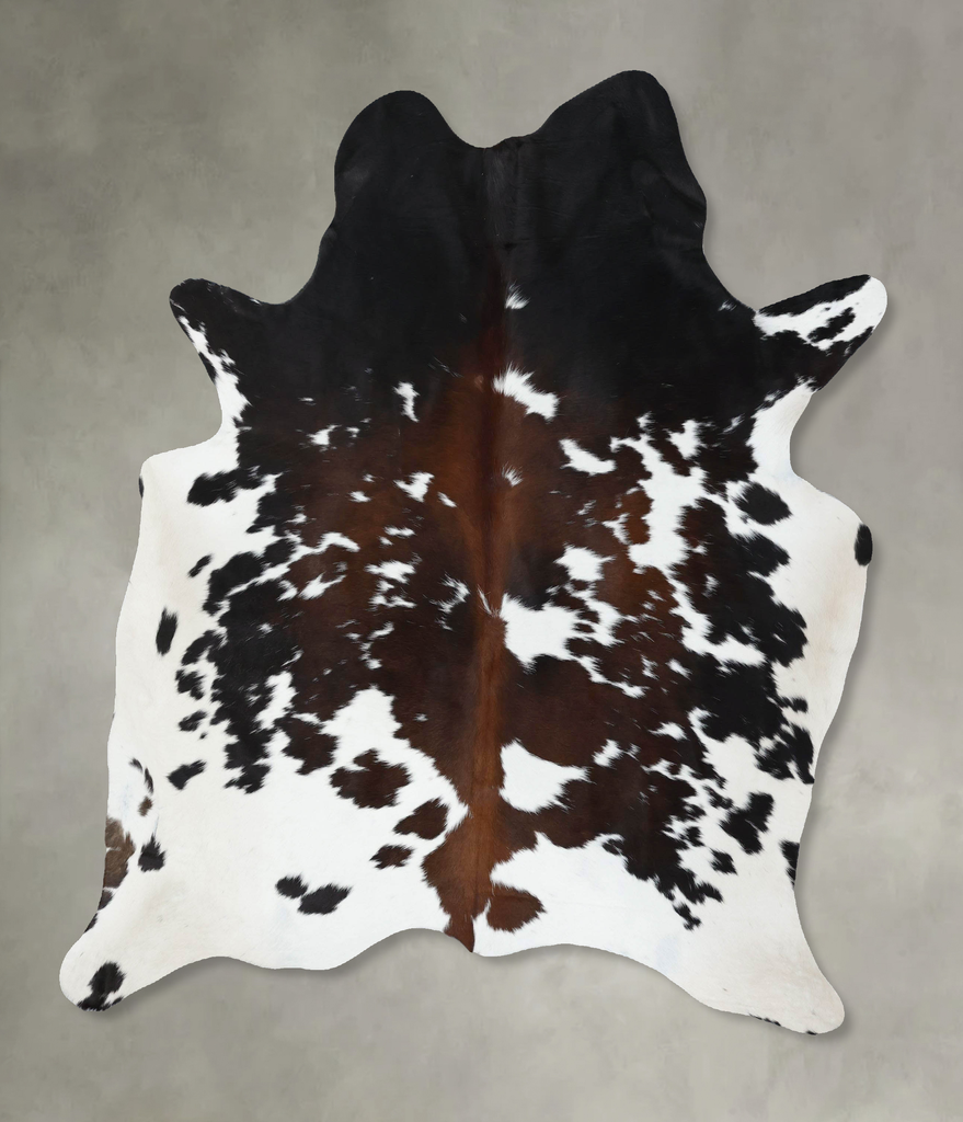 Chocolate and White Large Brazilian Cowhide Rug 6'10"H x 5'10"W #B18869 by Hudson Hides