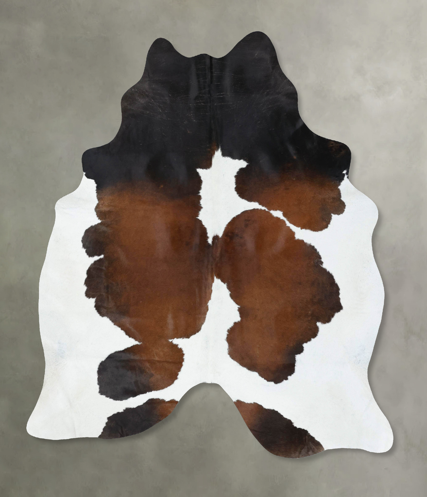 Chocolate and White X-Large Brazilian Cowhide Rug 7'2"H x 6'3"W #B18871 by Hudson Hides