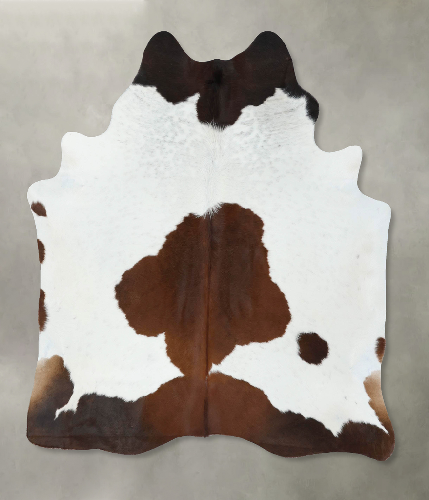 Brown and White Large Brazilian Cowhide Rug 6'1"H x 5'6"W #B18872 by Hudson Hides