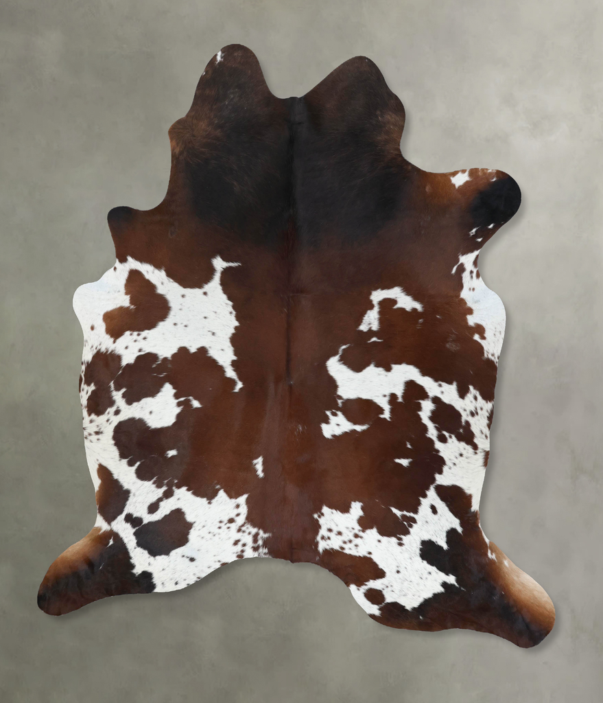 Chocolate and White X-Large Brazilian Cowhide Rug 7'7"H x 6'6"W #B18876 by Hudson Hides