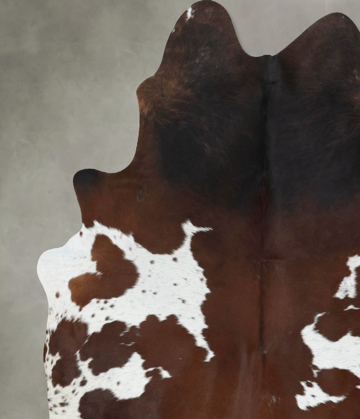 Chocolate and White X-Large Brazilian Cowhide Rug 7'7"H x 6'6"W #B18876 by Hudson Hides
