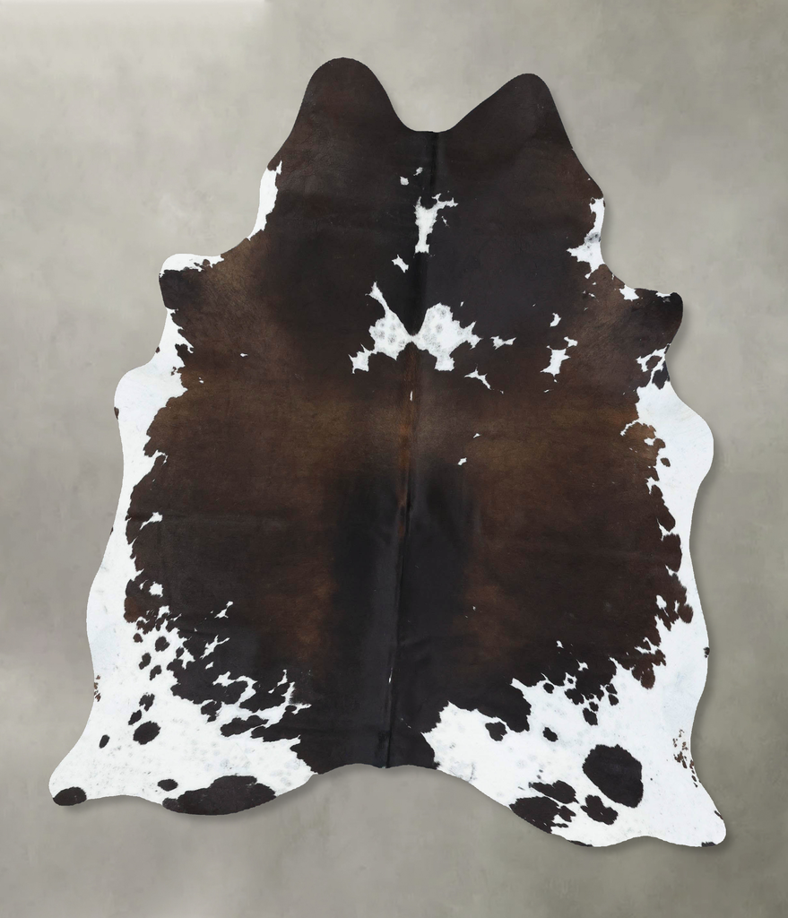 Chocolate and White Large Brazilian Cowhide Rug 6'7"H x 5'5"W #B18881 by Hudson Hides