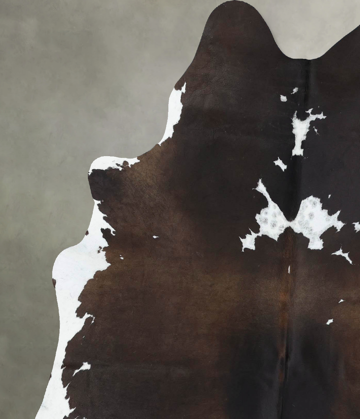 Chocolate and White Large Brazilian Cowhide Rug 6'7"H x 5'5"W #B18881 by Hudson Hides