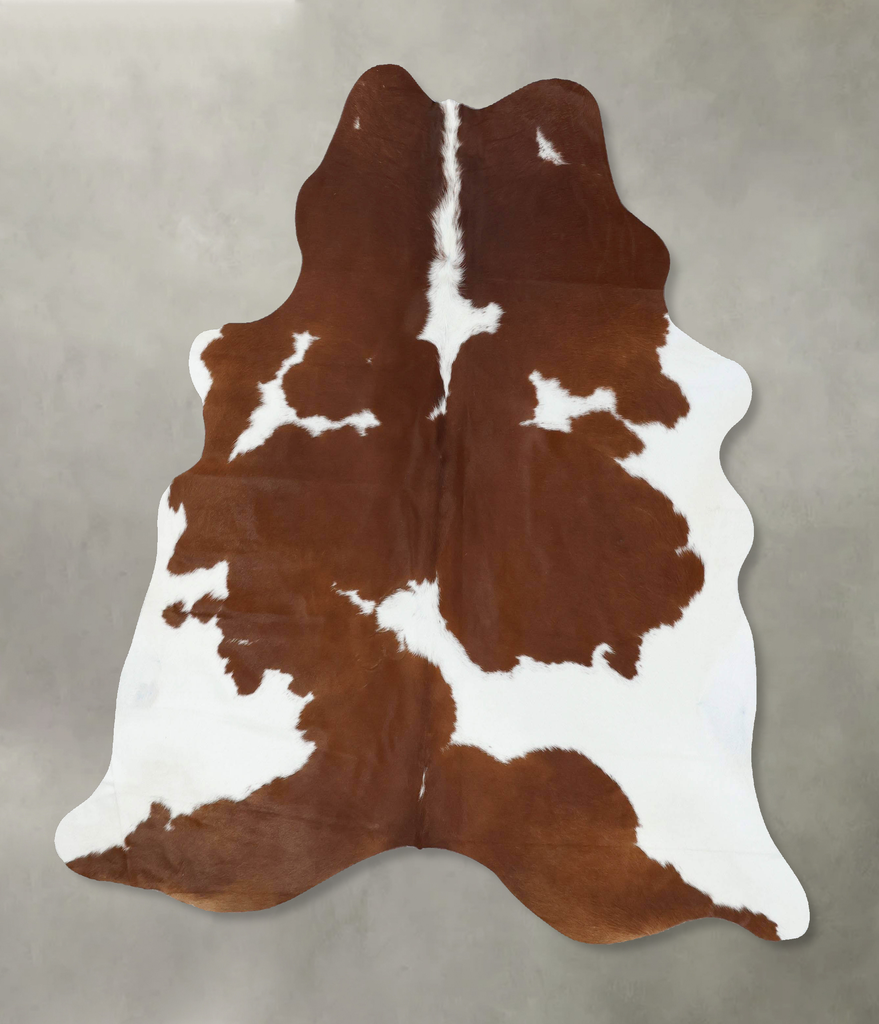 Brown and White Large Brazilian Cowhide Rug 6'5"H x 6'0"W #B18882 by Hudson Hides