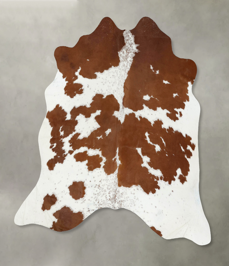 Brown and White Large Brazilian Cowhide Rug 6'2"H x 6'0"W #B18884 by Hudson Hides