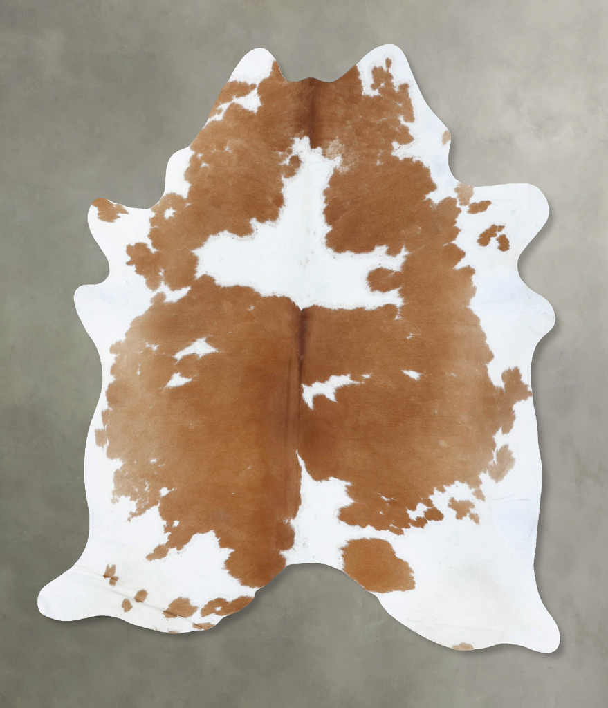 Beige and White X-Large Brazilian Cowhide Rug 6'9"H x 6'0"W #B18886 by Hudson Hides