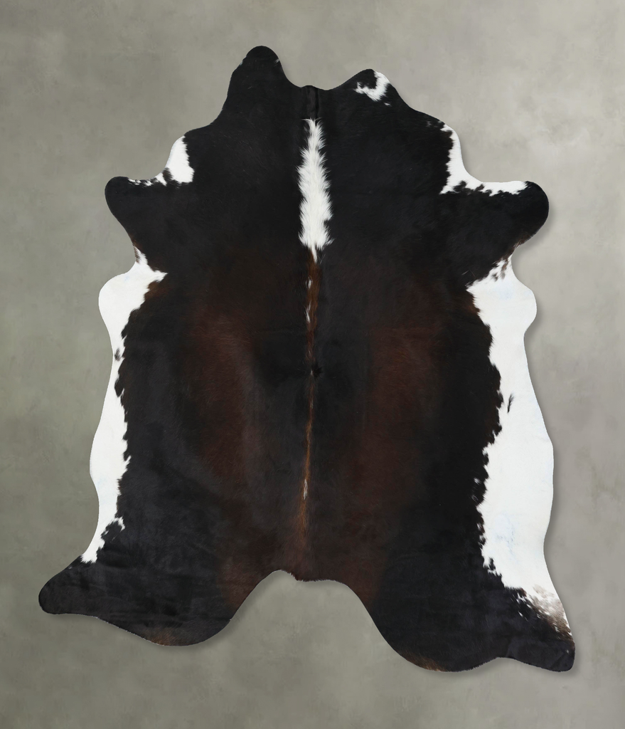 Chocolate and White XX-Large Brazilian Cowhide Rug 7'9"H x 6'9"W #B18892 by Hudson Hides