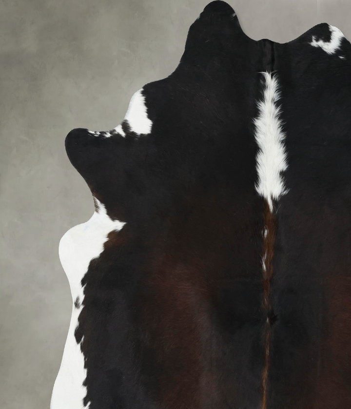 Chocolate and White XX-Large Brazilian Cowhide Rug 7'9"H x 6'9"W #B18892 by Hudson Hides