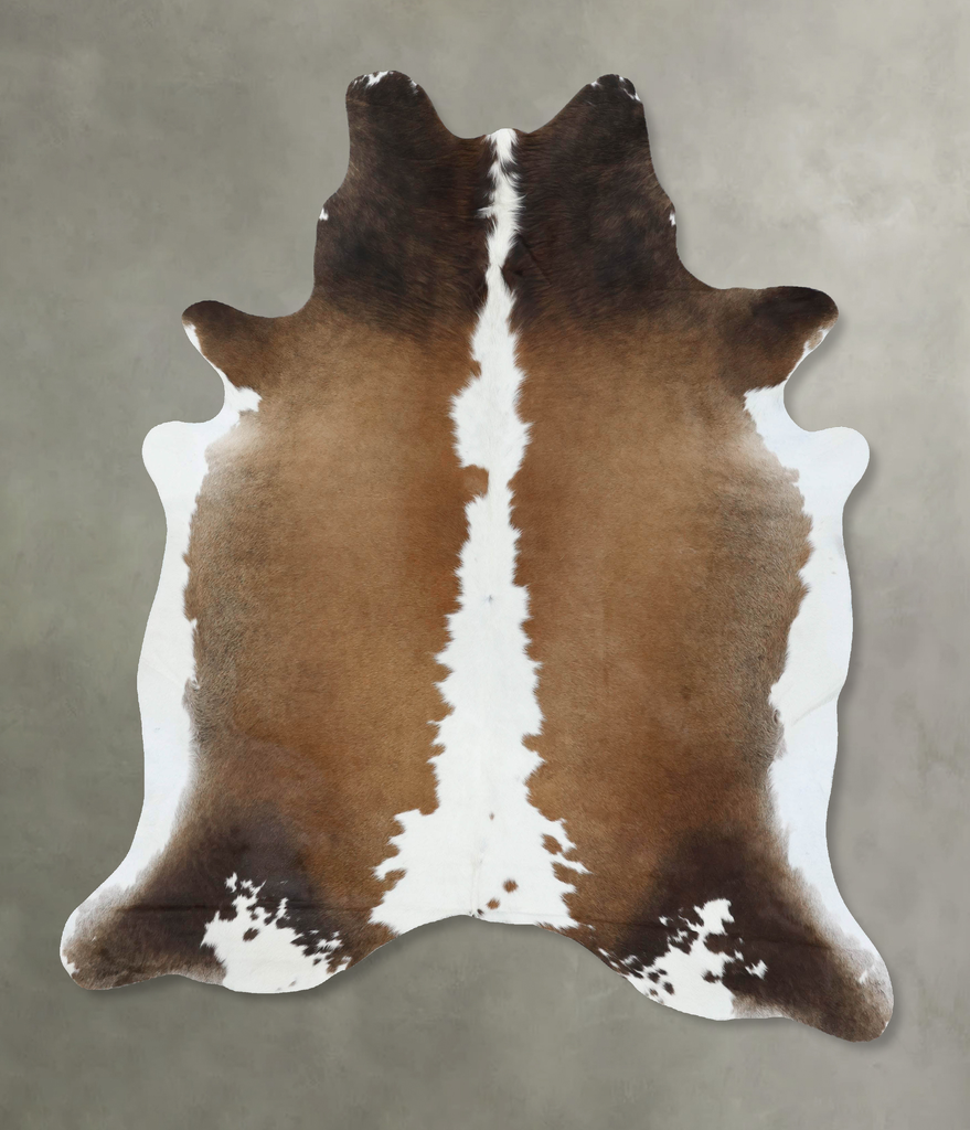 Chocolate and White X-Large Brazilian Cowhide Rug 7'9"H x 6'5"W #B18897 by Hudson Hides