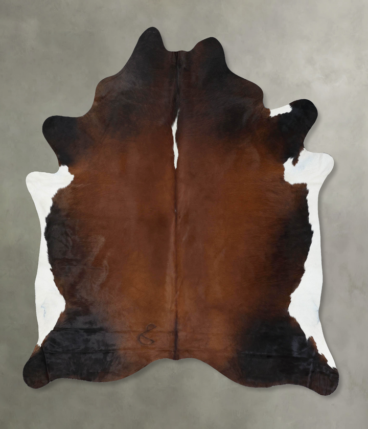Chocolate and White XX-Large Brazilian Cowhide Rug 7'11"H x 6'11"W #B18899 by Hudson Hides