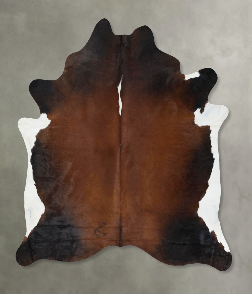 Chocolate and White XX-Large Brazilian Cowhide Rug 7'11"H x 6'11"W #B18899 by Hudson Hides