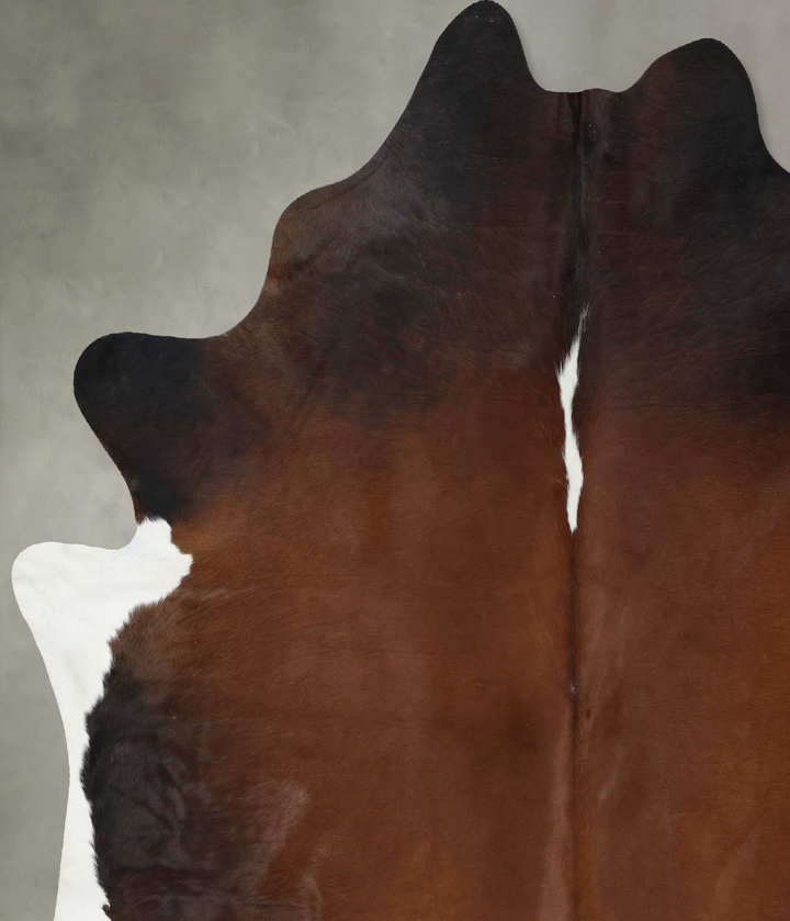 Chocolate and White XX-Large Brazilian Cowhide Rug 7'11"H x 6'11"W #B18899 by Hudson Hides