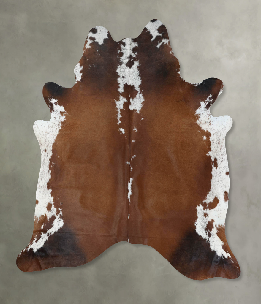 Chocolate and White XX-Large Brazilian Cowhide Rug 7'9"H x 6'10"W #B18900 by Hudson Hides